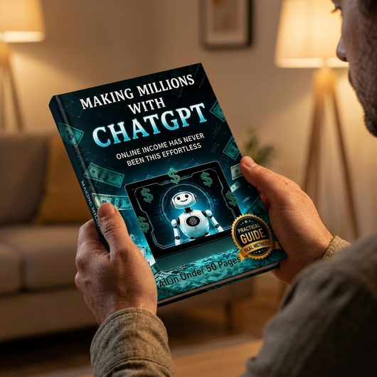 Reader holding Making Millions with ChatGPT at a reading angle