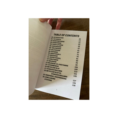 Table of contents: 20 chapters covering every vasopressor and inotrope